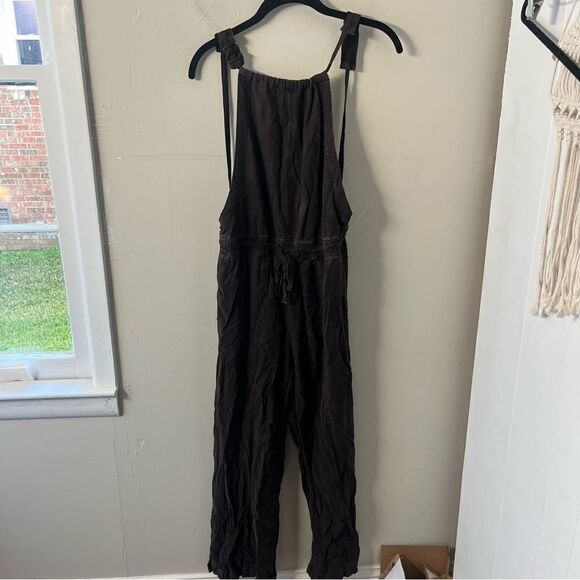 Free People Linen Blend Open Back Jumper Brown - Picture 3 of 10